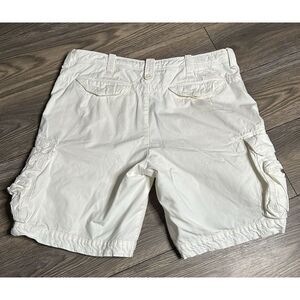 VTG Polo Ralph Lauren‎ Shorts Mens Sz 40 White Cargo  Heavy drawstring Waist